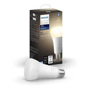 Philips Hue White A21 High Lumen Smart Bulb, 1600 Lumens, Bluetooth & Zigbee compatible (Hue Hub Optional), Works with Alexa & Google Assistant,9 watts