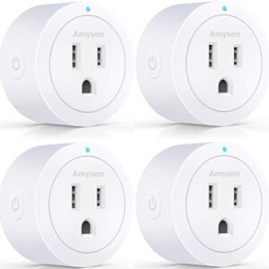 Amysen Smart Plug, Smart Home WiFi Outlet Works with Alexa, Echo, Google Home, No Hub Required, ETL & FCC Certified, 2.4G WiFi Only, 4 Pack