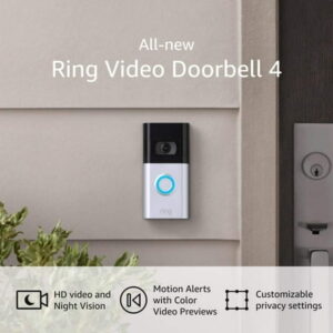 Video Doorbell 4 – Improved 4-Second Color Video Previews Easy Installation, and Enhanced Wifi, Full HD Video, Color Night Vision