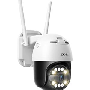ZOSI C296 5MP WiFi PTZ Camera,Pan/Tilt Outdoor Camera for Home Surveillance,Smart Person Vehicle Detection,Color Night Vision,2 Way Audio,Auto Tracks Human,Floodlight Siren,Cloud & SD Card Storage