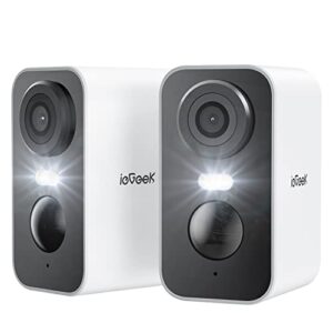 ieGeek Security Cameras Wireless Outdoor 2-Pack, 2K WiFi Surveillance Camera for Home Security, Battery Powered Security Cameras with Siren & Spotlight, AI Detection, App for Phone, IP65 Waterproof