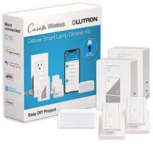 Lutron Caséta Wireless Smart Lighting Lamp Dimmer Deluxe Kit with Pedestals for Pico Remotes | Works with Alexa, Google Assistant, Ring, Apple Home | P-BDG-PKG2P,White
