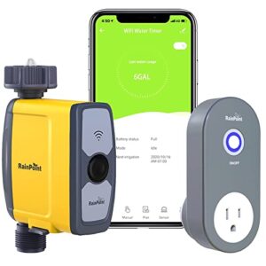 RAINPOINT Sprinkler Timer WiFi Water Timer, Smart Hose Timer, WiFi Sprinkler Controller Automatic Watering System Irrigation Water Valve, APP & Voice Control, Weather-based Auto Rain Delay, For Garden