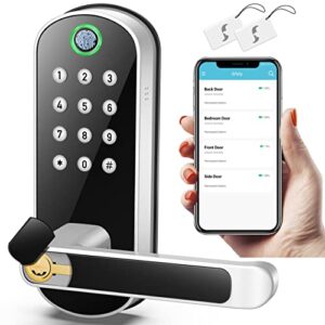Sifely Silver Smart Konb, Keypad Door Lever, Keyless Door Lock, Fingerprint Door Lock, Biometric Door Lock, Keypad Entry Door Lock, Passcode Code Door Lock, Digital Smart Door Lock