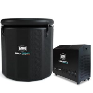 Inflatable Cold Plunge Tub with Chiller, 1 HP Water Chiller for Ice Bath Tub, Hot & Cold Mode Machine with Ozone, Smart WiFi, Dual Filters, Fast Cooling, 130 Gallon, 39" L x 39" W x 35.4" H