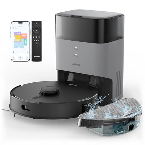 AIRROBO Robot Vacuum and Mop Combo, Self-Emptying, 60-Day Capacity, Home Mapping, Schedule, Wi-Fi, App, Alexa, Remote, 180mins Runtime, T20+ Robotic Vacuum Cleaner for Pet, Hard Floors, Carpet