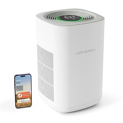Airversa HomeKit Air Purifier over Thread,𝗥𝗲𝗾𝘂𝗶𝗿𝗲𝘀 𝗧𝗛𝗥𝗘𝗔𝗗 𝗘𝗻𝗮𝗯𝗹𝗲𝗱 𝗔𝗽𝗽𝗹𝗲 𝗛𝗼𝗺𝗲 𝗛𝘂𝗯 3-Stage H13 True HEPA Filter Smart Air Cleaner 1000 sq.ft Purelle AP2