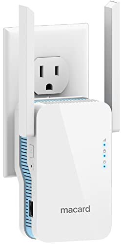 macard WiFi Extender 1.2Gb/s Signal Booster, Dual Band 5GHz & 2.4GHz, New Generation up to 4X Faster, Longest Range Super Antennas, Signal Amplifier w/Ethernet Port, Alexa Compatible