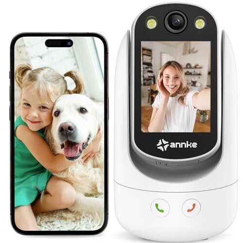 ANNKE Indoor Security Camera, Two-Way Video Nanny Cameras for Home, WiFi Pet/Cat/Dog Cam with Speaker, Phone app, 2.8-inch Screen, Night Vision, 24/7, AI Motion Detection, for Baby, Elderly, Puppy