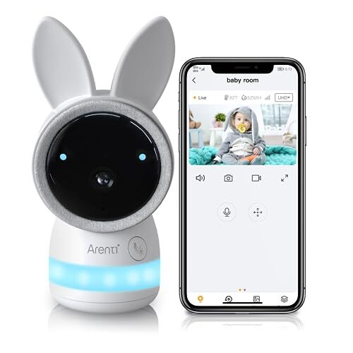 ARENTI Baby Monitor with Camera and Audio, Add-on Camera, 2K Ultra HD WiFi Baby Camera, Night Vision, Lullabies, Cry Detection, Temp &  Humidity Sensor, Two Way Talk, App Control