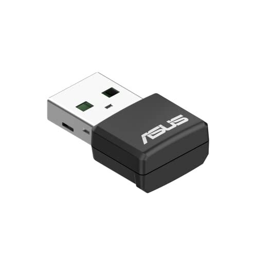 ASUS WiFi 6 USB Adapter AX1800 Dual Band, 802.11ax, WPA3 Network Security, 5GHz Frequency Band, Compact Size (USB-AX55 Nano)