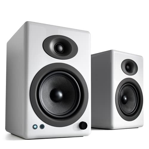 Audioengine A5+ 150W Bluetooth Speakers for Home, Studio, Gaming with aptX-HD, Wireless Computer Speakers – (White)