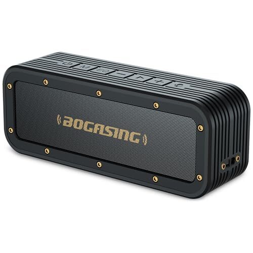 BOGASING M4 Speaker with 40W Stereo HD Surround Sound, Deeper Bass, 24H Playtime, IPX7 Waterproof, Bluetooth 5.0 TWS Wireless Dual Pairing Portable Speaker for Home, Outdoor Bluetooth Speaker, (Black)