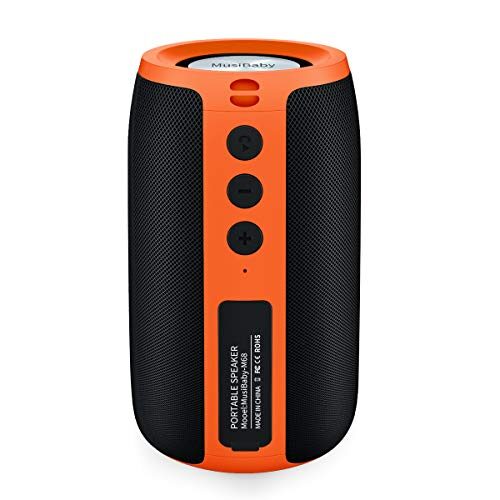 MusiBaby Speaker Bluetooth Wireless Loud, Bluetooth Speaker, Waterproof, Portable Speaker with Stereo, Booming Bass, Dual Pairing, Bluetooth 5.0,24H Play, Speaker for Home, Party, Outdoor, Gifts, Orange