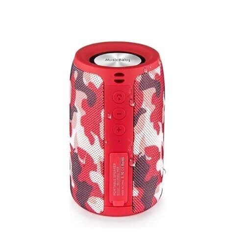 MusiBaby Speaker, Bluetooth Speaker, Wireless, Waterproof, Outdoor, Portable Speaker, Dual Pairing, Loud Stereo, Booming Bass,1500 Min Playtime Wireless Speaker for Home, iPhone, Party, Gifts(Camo Red)