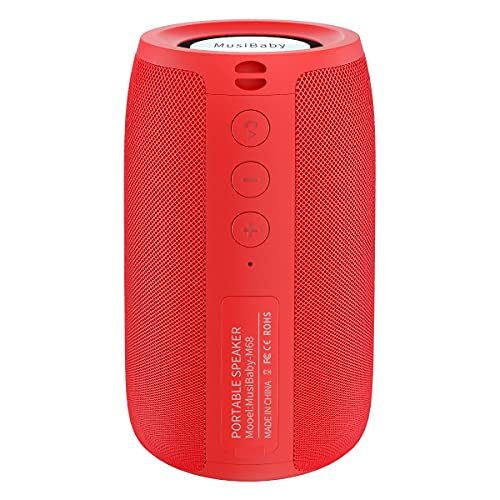MusiBaby Speaker, Bluetooth Speaker,  Wireless, Waterproof, Outdoor, Portable Speaker, Dual Pairing, Loud Stereo, Booming Bass,1500 Min Playtime Wireless Speaker for Home,iPhone, Party, Gifts Speaker(Red)