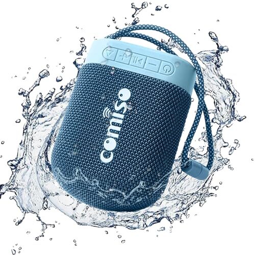 Comiso IPX7 Waterproof Bluetooth Speakers, Portable Wireless Speakers with Rich Bass HD Sound, Small Compact Floating Speaker with 20H Playtime for Beach, Pool, Shower, Outdoor Travel, Blue