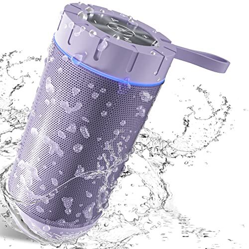 Comiso Waterproof Bluetooth Speaker IPX7, 25W Wireless Portable Speakers Loud Sound Strong Bass Stereo Pairing 36 Hours Playtime, Bluetooth 5.0 Built-in Mic for Calls Purple