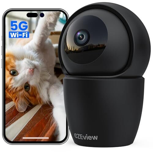 CZEview Indoor Camera 3K 5MP Super HD Pet Dog Camera, 2.4/5Ghz Plug-in WiFi Security Camera, Pan/Tilt Baby Monitor with Phone App, AI Motion Detection, Auto Tracking, 2-Way Talk, Night Vision