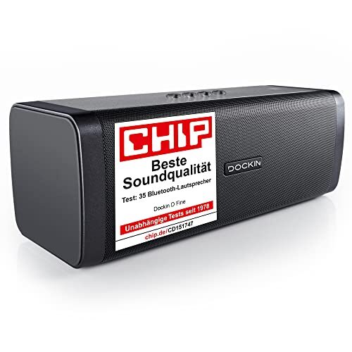 DOCKIN D FINE 50W HiFi Bluetooth Speaker, Portable Mini Sound System with Clear 2-Way Stereo, Loud Bass & Built-in Power Bank, Waterproof, Dust-Proof IP55 Body for Outdoor Use,  10-Hour Play Time