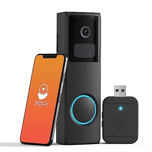 Dzees Doorbell Camera Wireless, Smart WiFi Video Doorbell with Chime, Doorbell Camera with No Subscription, AI Analysis, Battery Powered, Anti Theft, 2-Way Talk, Real-Time Notification, IP66