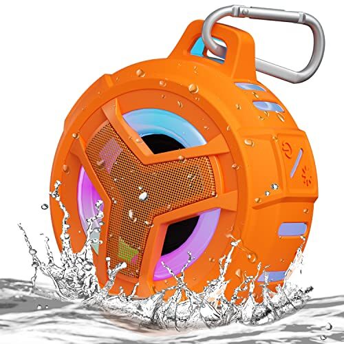 EBODA Bluetooth Shower Speaker, IPX7 Waterproof Portable Wireless Small Mini Speakers, Floating, 2000 mAh with RGB Light for Pool, Beach, Boat, Kayak Accessories, Gifts for Men and women