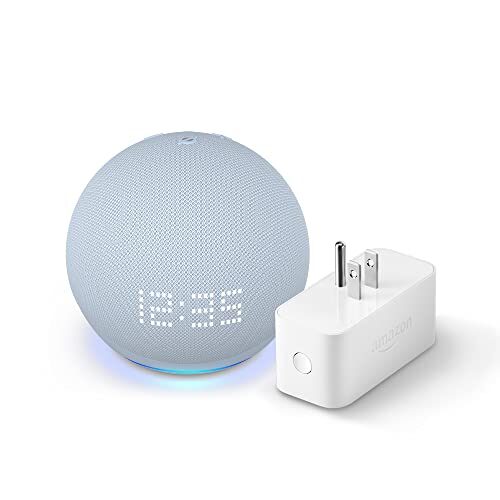 Echo Dot 5th Gen clock Cloud Blue with Amazon Smart Plug