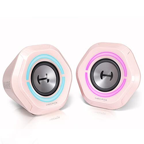 Edifier G1000 Computer Speakers: Real 10w Computer Speakers for Desktop, Loud Gaming Speakers for PC with Controllable RGB, Bluetooth 5.3 PC Speakers USB/3.5mm AUX Inputs for Room and Garage (Pink)