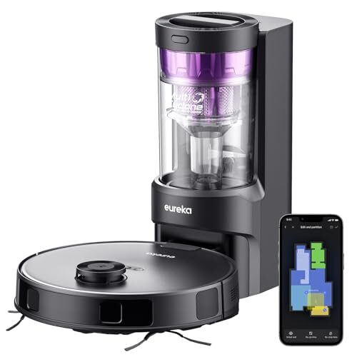 EUREKA NER E10s Robot Vacuum with Bagless Self Emptying Station, Robotic Vacuum and Mop Combo, 45-Day Capacity, 4000Pa Suction for Pet Hair, Carpet&Floor, Auto Lifting Mop, LiDAR Navigation, App Control