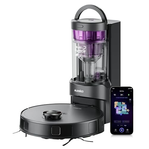 Eureka E20 Plus Robot Vacuum with Bagless Self-Emptying Station, Robotic Vacuum and Mop Combo, 45-Day Capacity, Upgraded 8000Pa Suction and Anti Hair-Tangling Brush, LiDAR Navigation, App Control