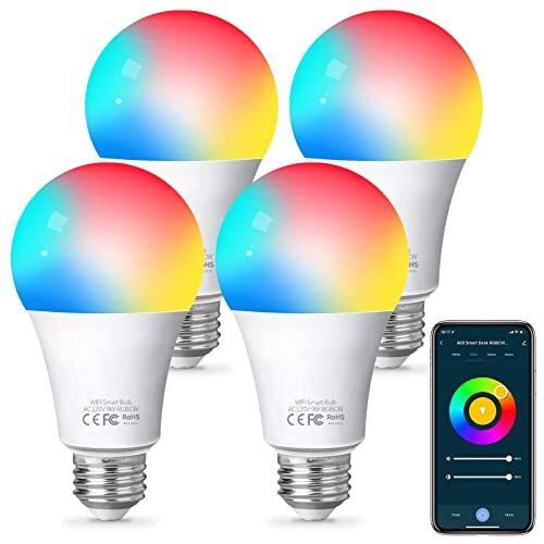 Fitop Smart Bulbs, WiFi LED Smart Light Bulb, RGBCW Color Changing Alexa Smart Bulb A19 E26 9W 806LM, 4Pack