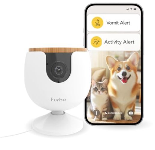 Furbo Mini NEW Pet Camera with Nanny Bundle: Home Security & Cat, Dog Safety Alerts, Pet Camera with Speaker, Smart Home Indoor Cam w Phone App & Night Vision (Additional Subscription Required at Setup)