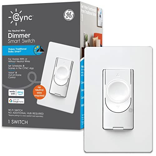 GE Lighting CYNC Bluetooth & Wi-Fi Smart Dimmer Light Switch, White