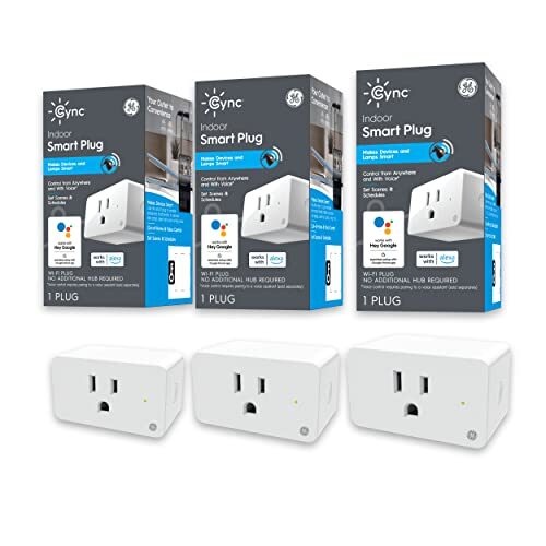 GE CYNC Indoor Smart Plug, Bluetooth and Wi-Fi Smart Outlet, 3-Pack