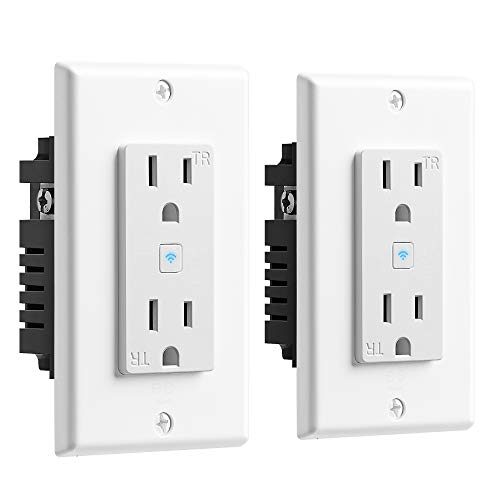 Geeni Wi-Fi Smart Wall Outlet with 2 Plugs and Wireless App Control, 2-Pack