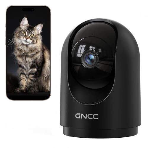 GNCC 2K Security Camera Indoor 360° WiFi Cameras for Home Security with Motion Detection, Pet/Dog/Baby Camera with Phone app, Baby Monitor & Night Vision, TF/Cloud Storage, Black