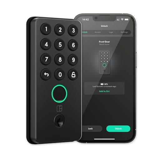 igloohome Deadbolt Go Smart Lock with Fingerprint, Digital Keys, Remote PIN Codes, Apple Watch & Alexa w/WiFi Bridge (Sold Separately), Tested to ANSI Standards, Easy to Install (Matte Black)