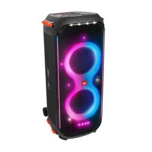 JBL PartyBox 710, Party Speaker with Powerful Sound, Built-in Lights and Extra Deep Bass, IPX4 Splash Proof, App/Bluetooth Connectivity, Made for Everywhere a Handle Wheels, Black