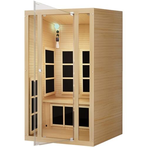 JNH Lifestyles 2-Person Infrared Sauna with Red Light Color Therapy, Low EMF Indoor Personal Luxury Spa for House and Gym