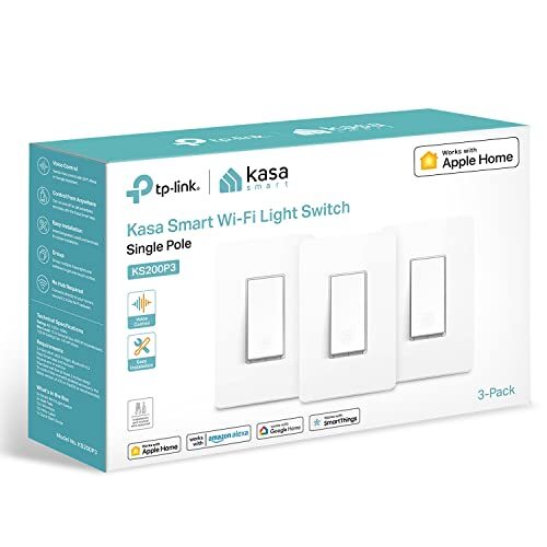 Kasa Smart KS200P3 Wi-Fi Light Switch, 3-Pack Single Pole