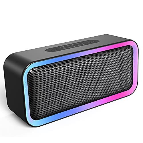 Kunodi Bluetooth Speaker, Bluetooth 5.0 Wireless Portable Speaker with 10W Stereo Sound, Party Speakers with Ambient RGB Light, IPX5 Waterproof Speakers for Outdoors, Travel