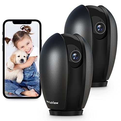 LaView Baby Monitor with Phone App (2 Pack), 1080P WiFi Pet Camera Indoor, 360° Home Security Motion & Sound Detection, Two-Way Audio, Night Vision, Local Cloud Storage, Works Alexa