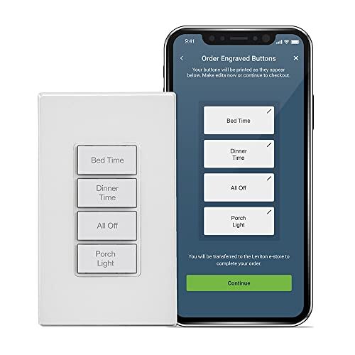 Leviton Decora Smart Scene Controller Switch, Wi-Fi 2nd Gen, Neutral Wire Required, Works with My Leviton, Alexa, Google Assistant, Apple Home/Siri, & Wired or Wire-Free 3-Way, D2SCS-2RW, White