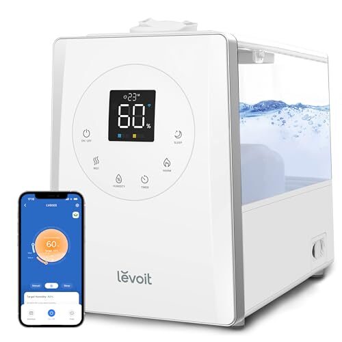 LEVOIT LV600S Smart Warm and Cool Mist Humidifiers for Home Bedroom Large Room, (6L) 753ft² Coverage, Quickly & Evenly Humidify Whole House, Easy Top Fill, App & Voice Control – Quiet Sleep Mode