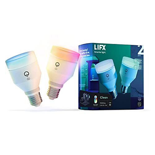 LIFX Clean A19 1100 lumens Full Color with Antibacterial HEV Wi-Fi Smart LED Light Bulb