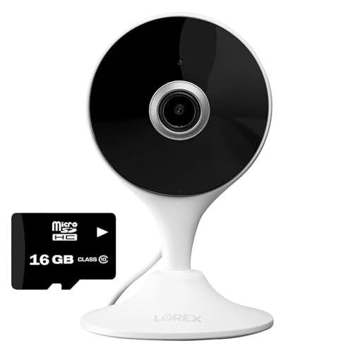 Lorex 2K Indoor WiFi Security Camera for Home, Pet Cam, Baby Cam, Mobile App, IR Night Vision, Person Detection & 2 Way Talk, Free 16GB Micro SD