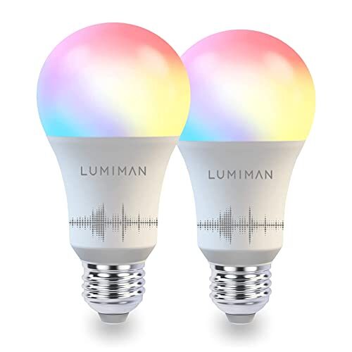 LUMIMAN A19, 800LM 7.5W, Full Color Changing WiFi Smart Light Bulbs & Music Sync