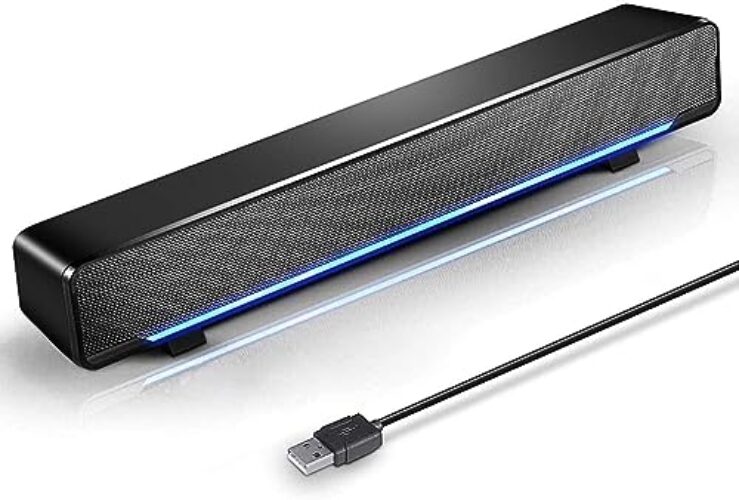 MARBOO Computer PC Bluetooth Soundbar Speakers Wireless USB Powered Laptop Desktop Monitor Speakers for PC Smartphone Ipad Tablet-Lighting Control-Switch Power On/Off