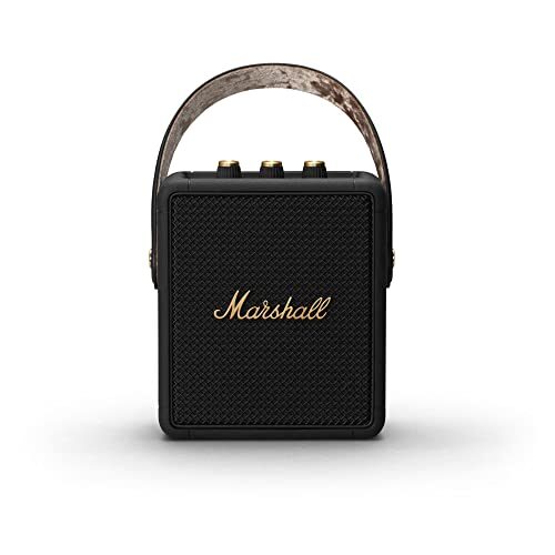 Marshall Stockwell II Portable Bluetooth Speaker, Black and Brass