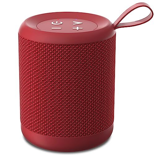 MEGATEK Portable Bluetooth Speaker, Loud HD Sound and Well-Defined Bass, IPX5 Waterproof, up to 10 Hours of Play, Aux Input, Wireless Speaker with Clip for Home, Outdoor and Travel (Red)